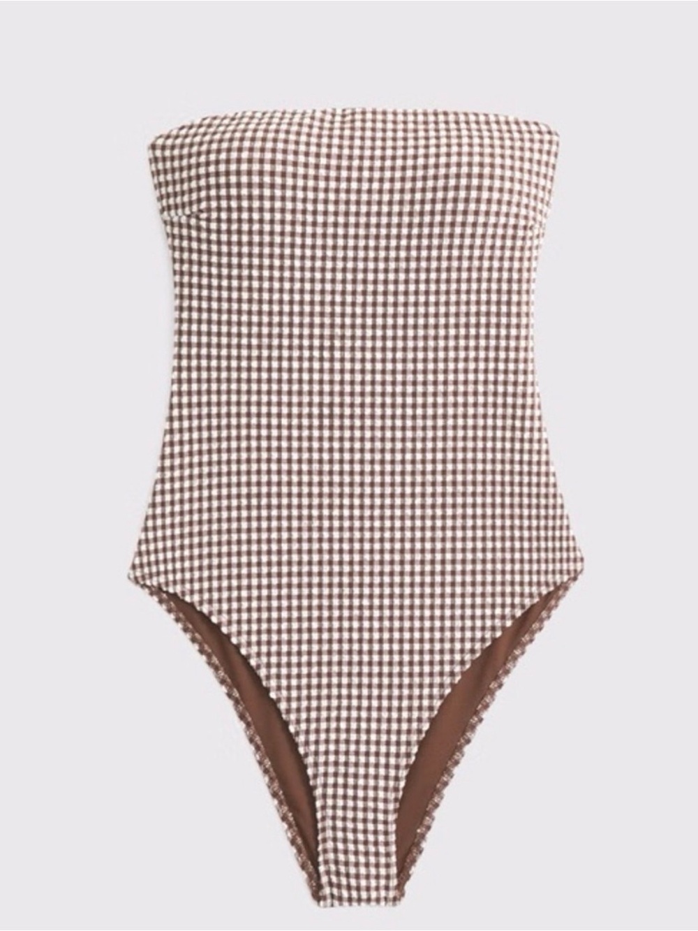 Abercrombie & Fitch Strapless Brown Gingham One-Piece Swimsuit